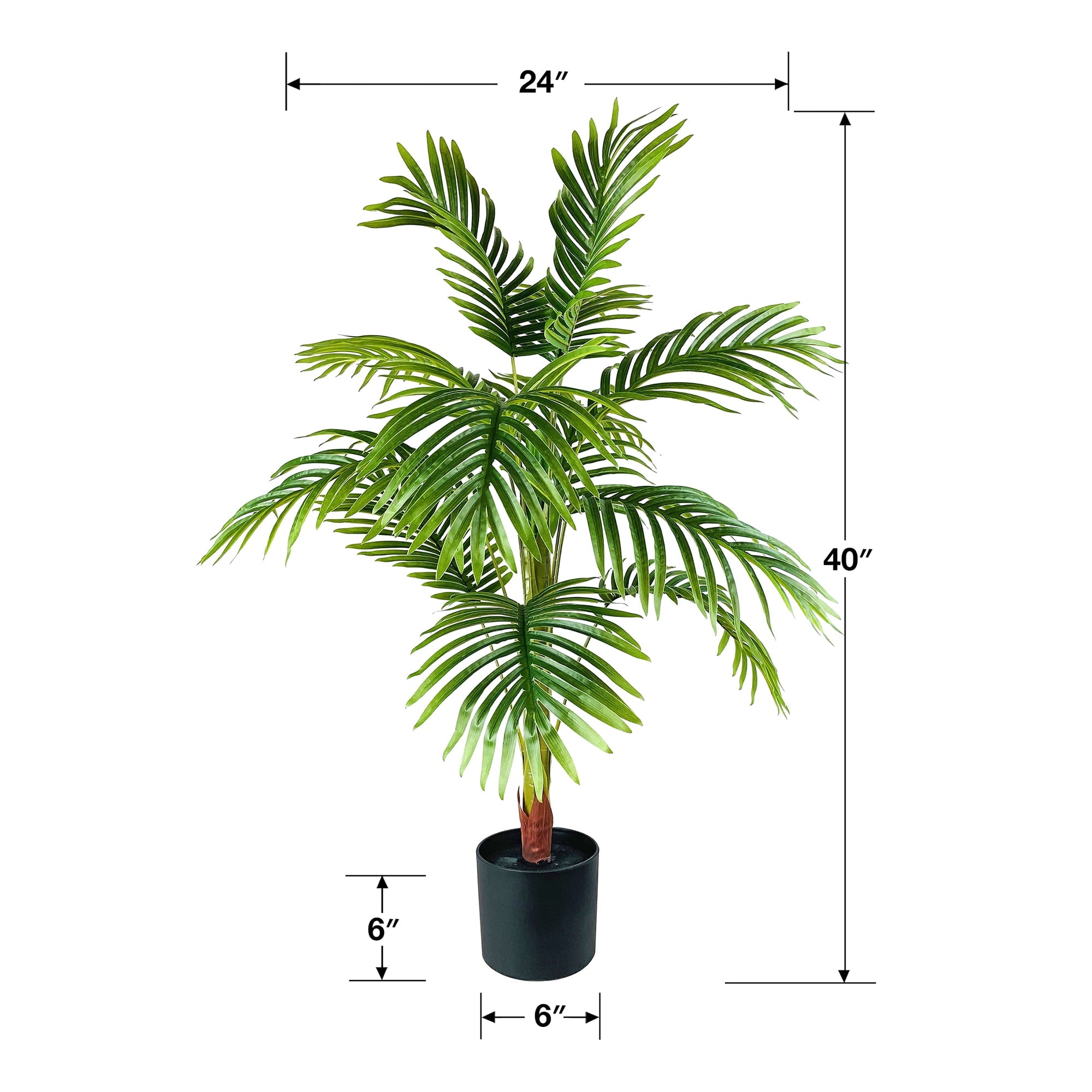 Mainstays Artificial Plant, Palm Plant, 3.33 ft, Black Plastic Pot