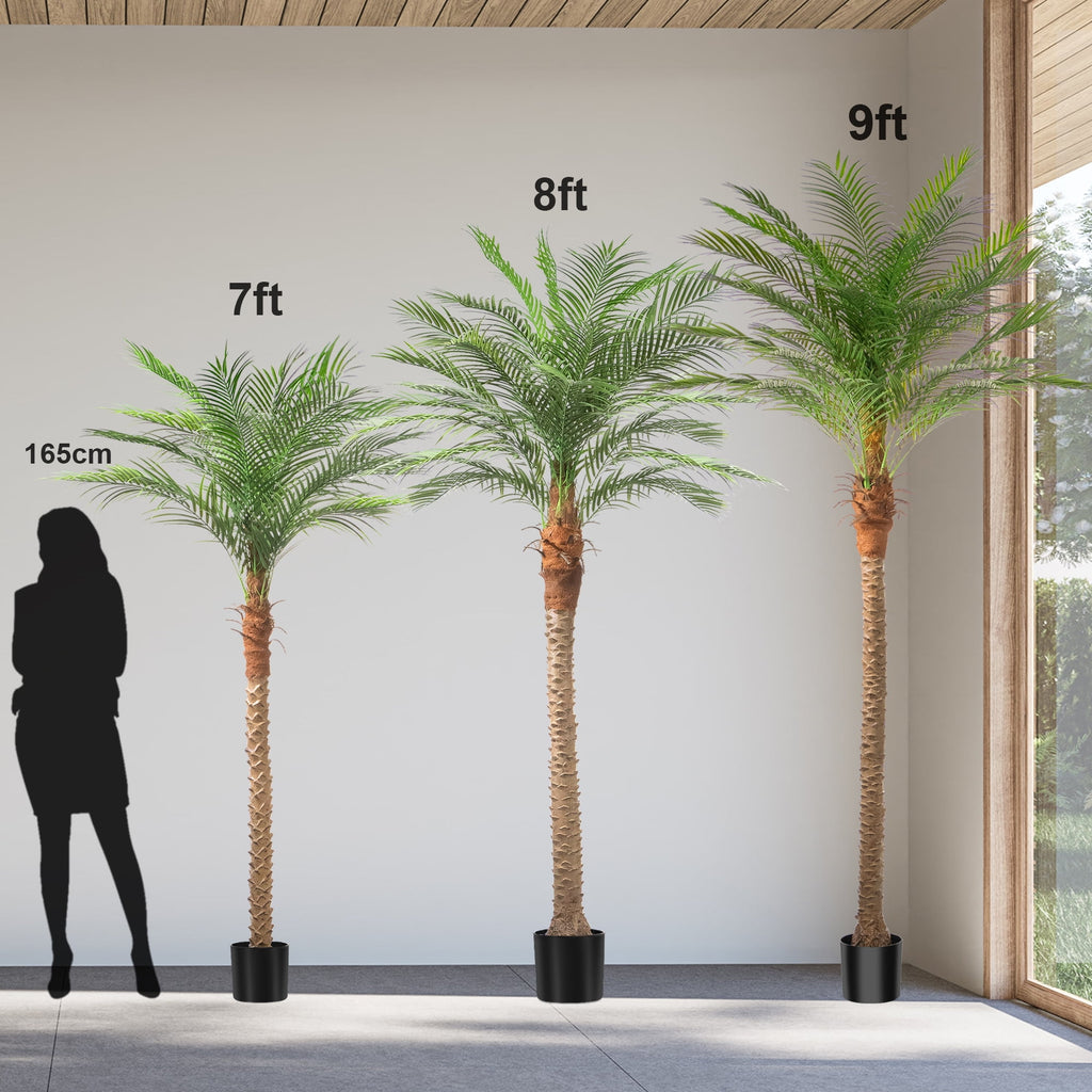 OLIVIVI Faux Palm Tree 7FT Tall Artificial Silk Plant for Home Office Decor Indoor Outdoor Fake Lifelike Potted Tree with Wood Branches 1 pack
