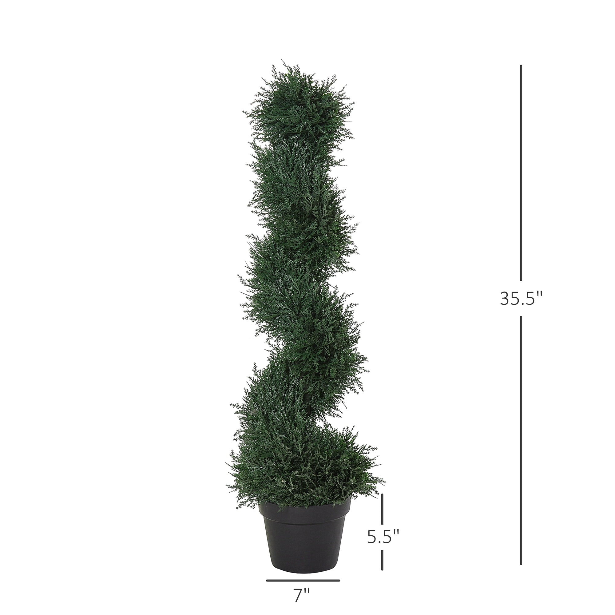 Outsunny 3FT Topiary Artificial Faux Cedar Tree Spiral Fake Plant, Pre-potted & Features High-Quality Detailed Look for Indoor or Outdoor