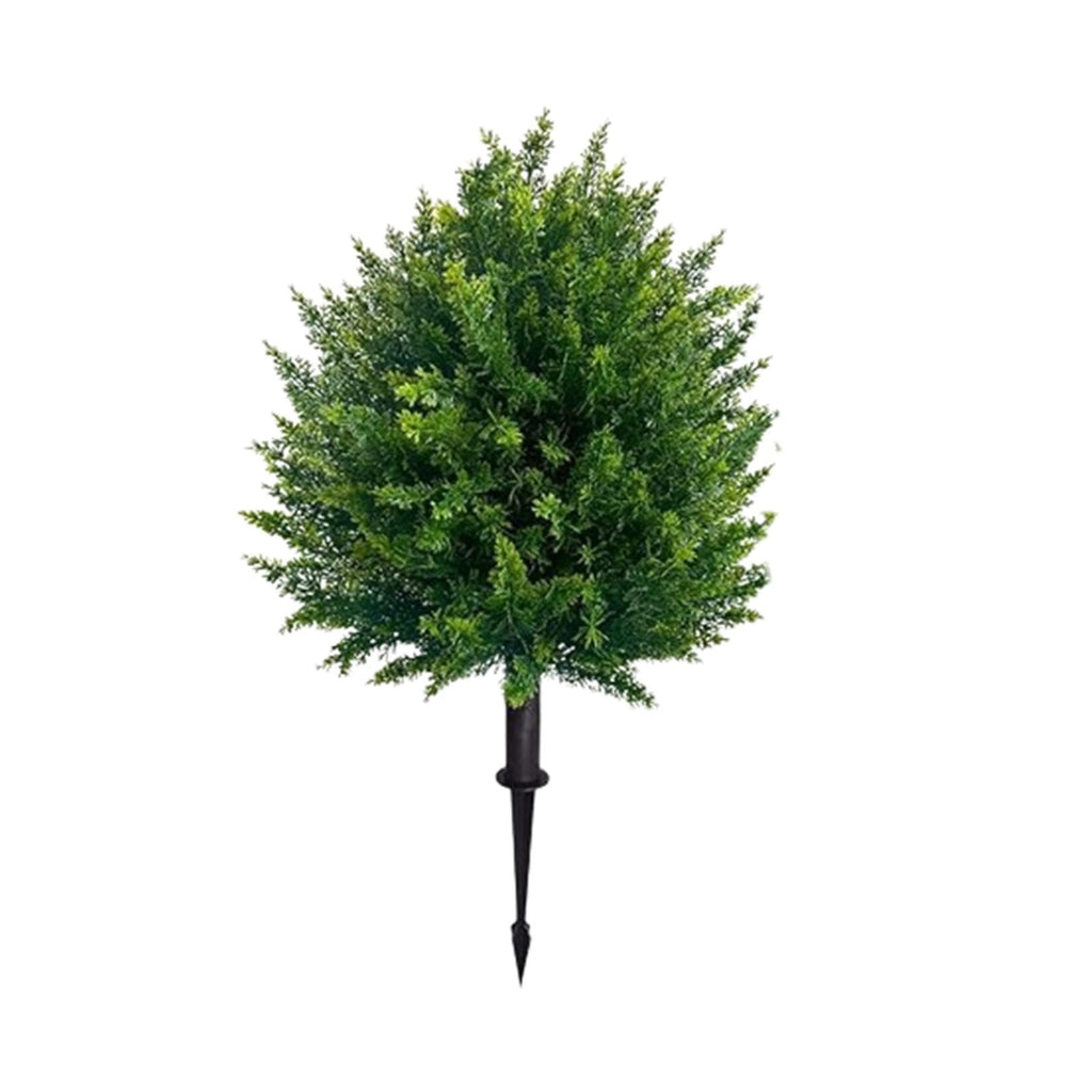 UV Resistant Artificial Cedar Topiary Ball Tree 25 Inch Fake Plants with Ground Spike Shrub Potted Artificial Plant for Outdoor Indoor Front Porch Garden
