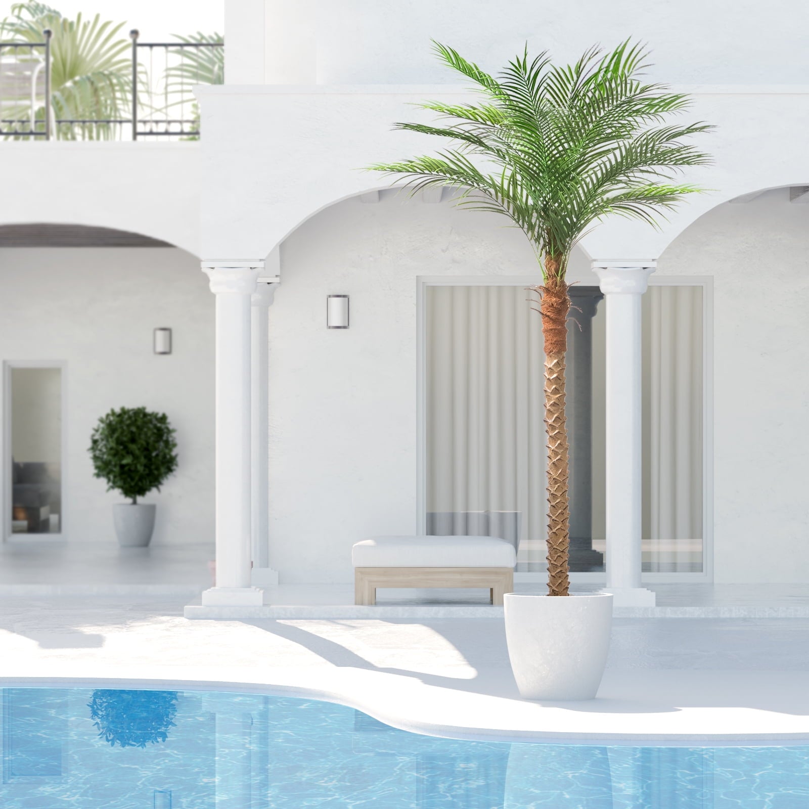 OLIVIVI Faux Palm Tree 7FT Tall Artificial Silk Plant for Home Office Decor Indoor Outdoor Fake Lifelike Potted Tree with Wood Branches 1 pack