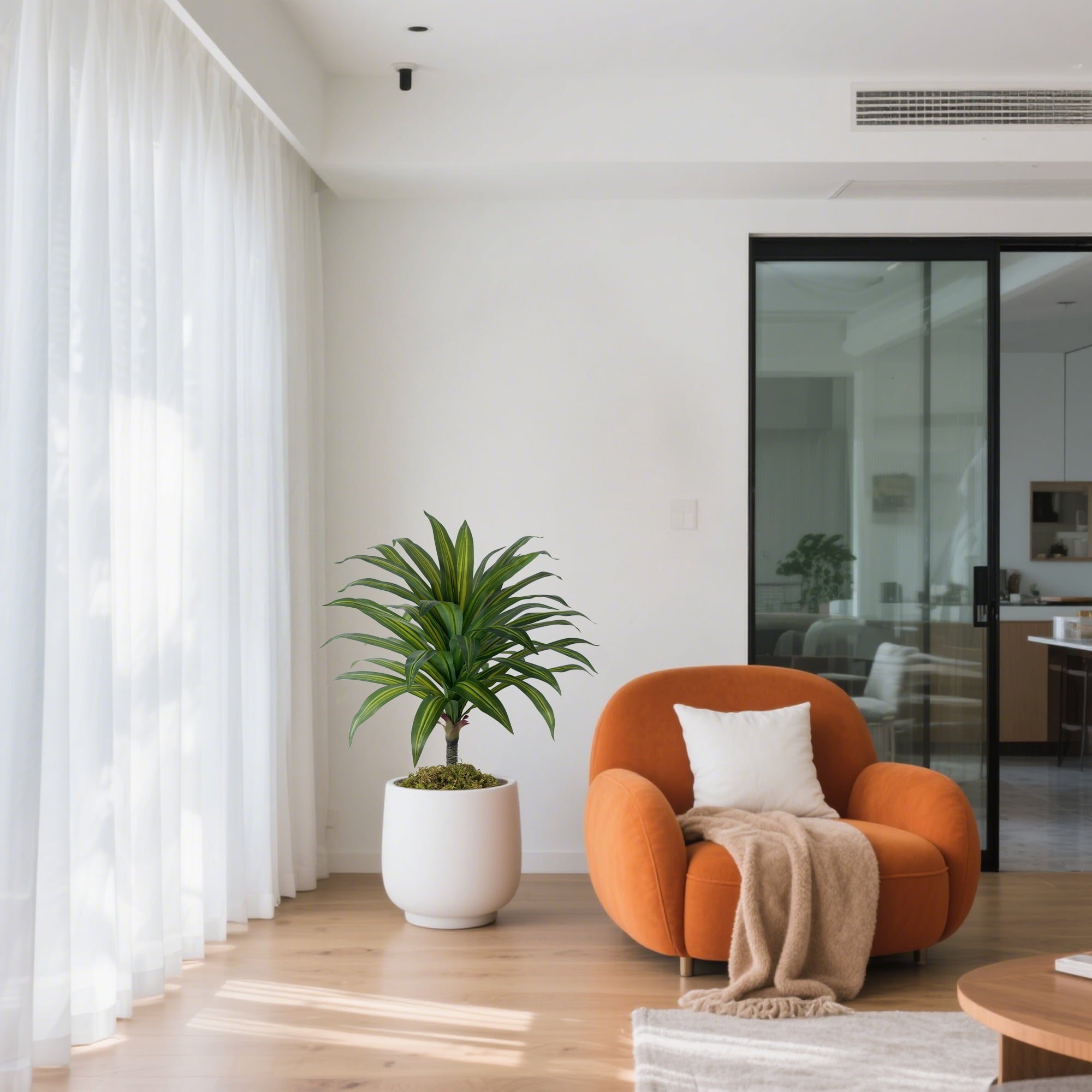 OLIVIVI Artificial Dracaena Tree 3.5FT Tall Faux Silk Plant for Home Office Decor Indoor Outdoor Fake Lifelike Potted Plant with Wood Branches 1 pack