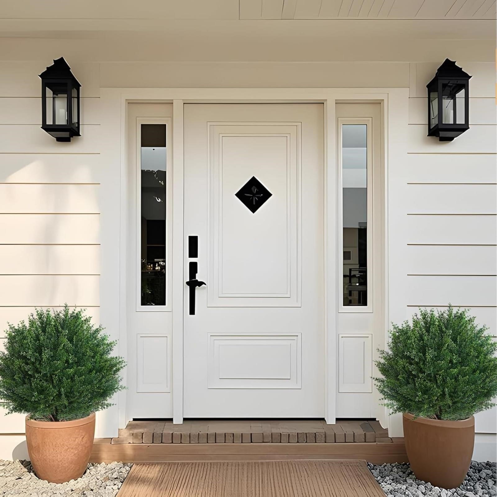 UV Resistant Artificial Cedar Topiary Ball Tree 25 Inch Fake Plants with Ground Spike Shrub Potted Artificial Plant for Outdoor Indoor Front Porch Garden