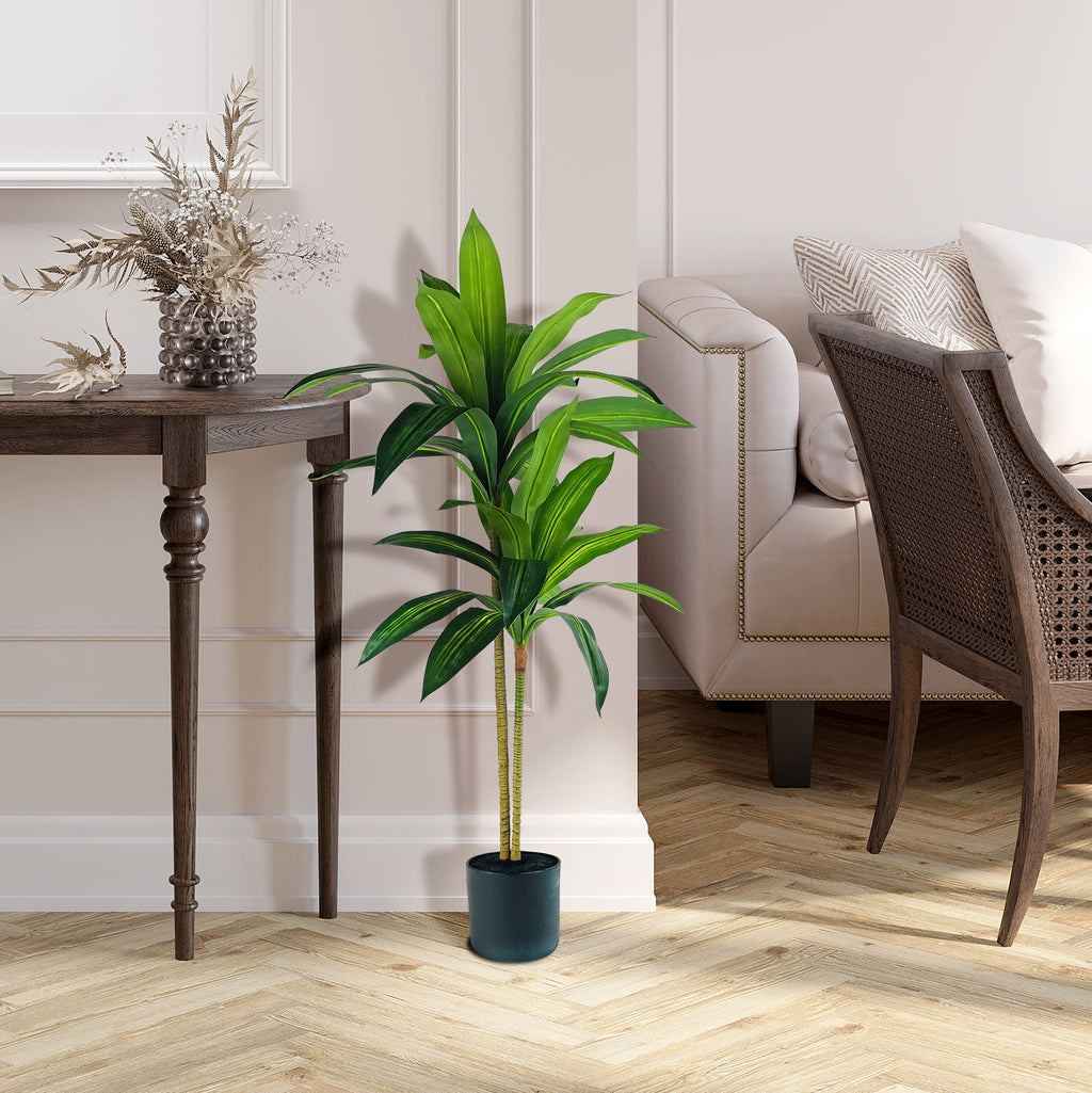 Mainstays Artificial Plant, Dracaena Artificial Plant, 3.3ft, Black Plastic Pot