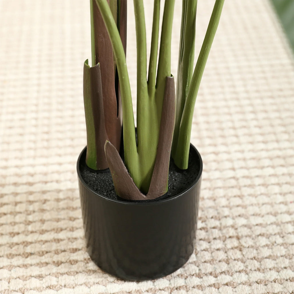 SUSUZI 4ft Artificial Bird of Paradise Plant – Fake Tropical Palm Tree, Faux Strelitzia for Indoor Outdoor Home Office Decor (Stable Black Pot, Low Maintenance)